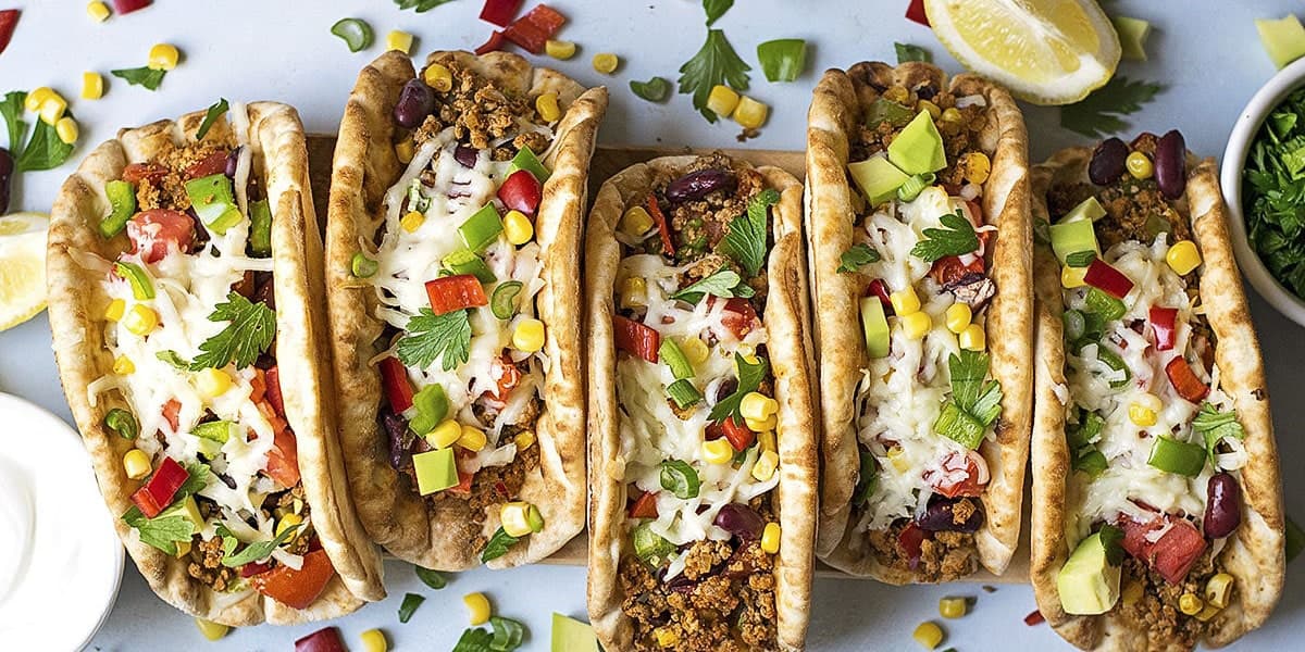 Ground Turkey Greek Tacos with Peppers and Feta